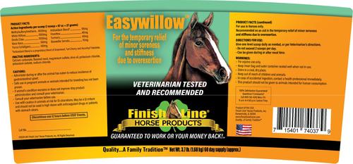 Show full view: Finish Line Easywillow Soreness & Stiffness Powder Horse Supplement, 3.7-lb tub slide 2 of 5
