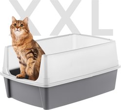 IRIS Open Top Cat Litter Box with Scatter Shield, XX-Large, Gray