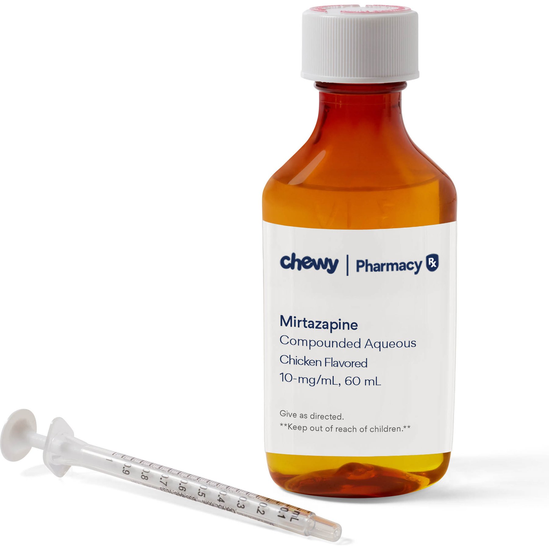 Mirtazapine Oral Liquid Chicken Flavored for Dogs & Cats, 10-mg/mL, 60 mL Compounded