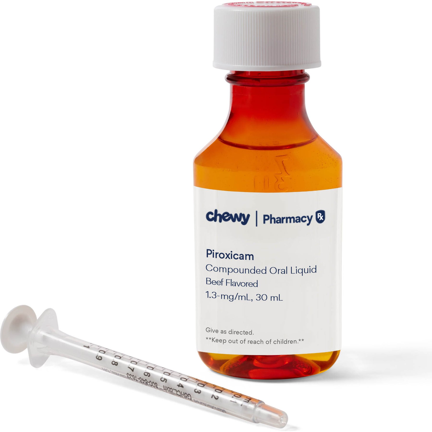Piroxicam Oral Liquid Beef Flavored for Dogs & Cats, 1.3-mg/mL, 30 mL Compounded