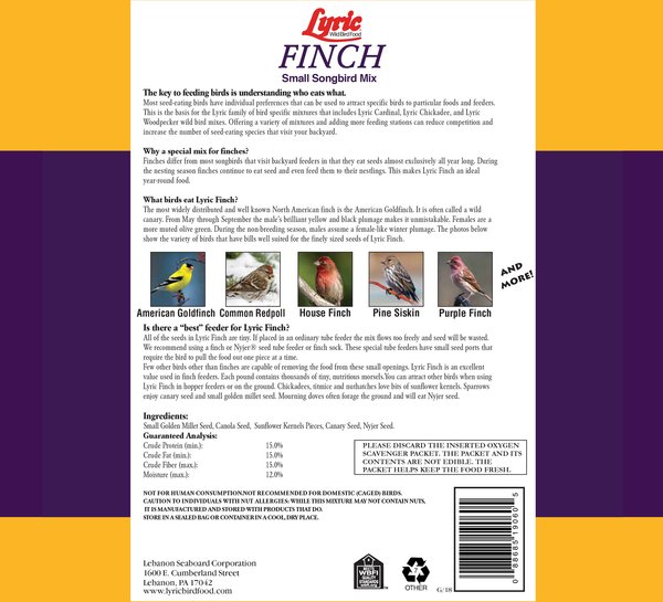 Show full view: Lyric Finch Small Songbird Wild Bird Food, 20-lb bag slide 2 of 11