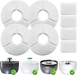 Casfuy W8 & W7 Pet Water Fountain Replacement Filters & Sponges, White, 4 count slide 1 of 7