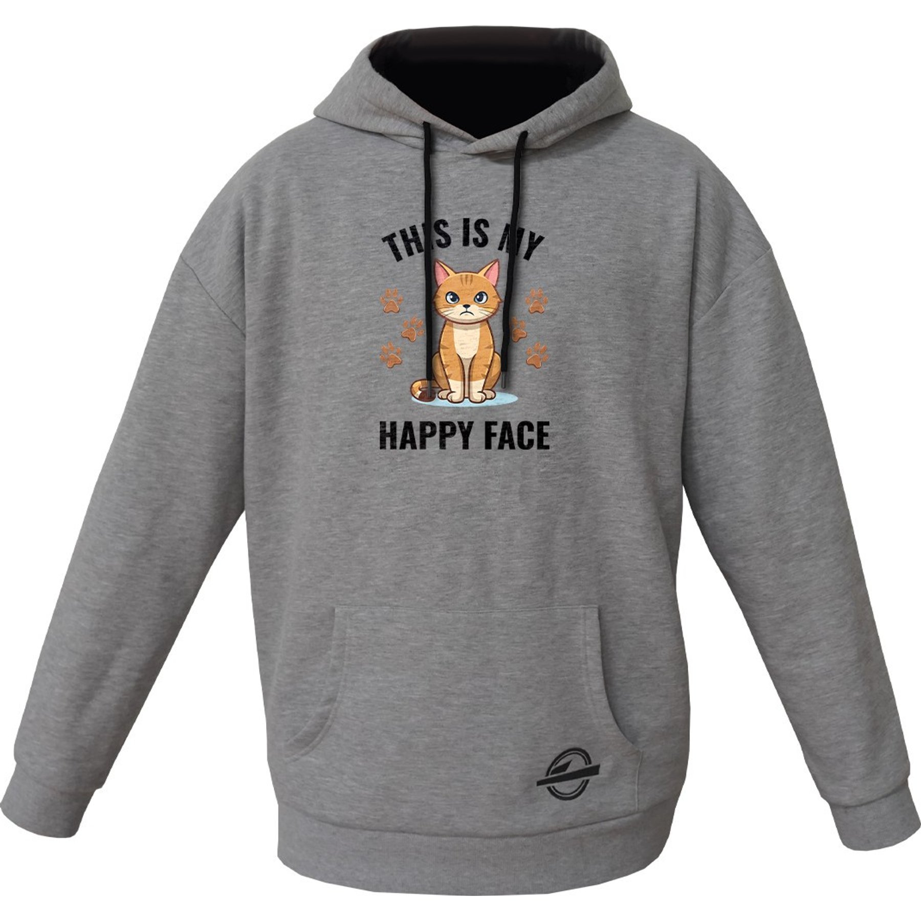 ISlide This is My Happy Face Hoodie, Grey, XX-Large
