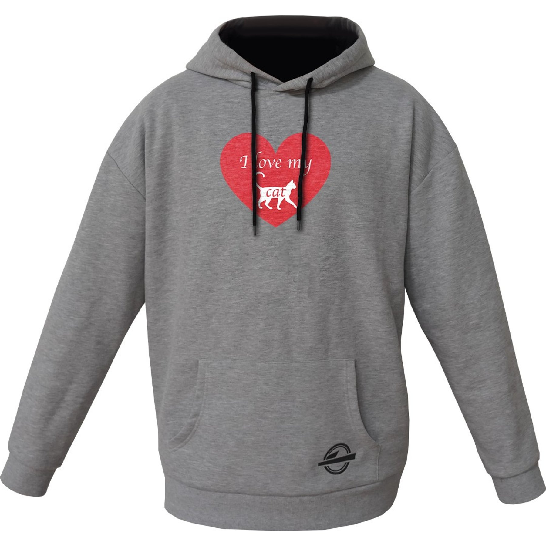 ISlide Valentine's Day I Love My Cat Hoodie, Grey, Large