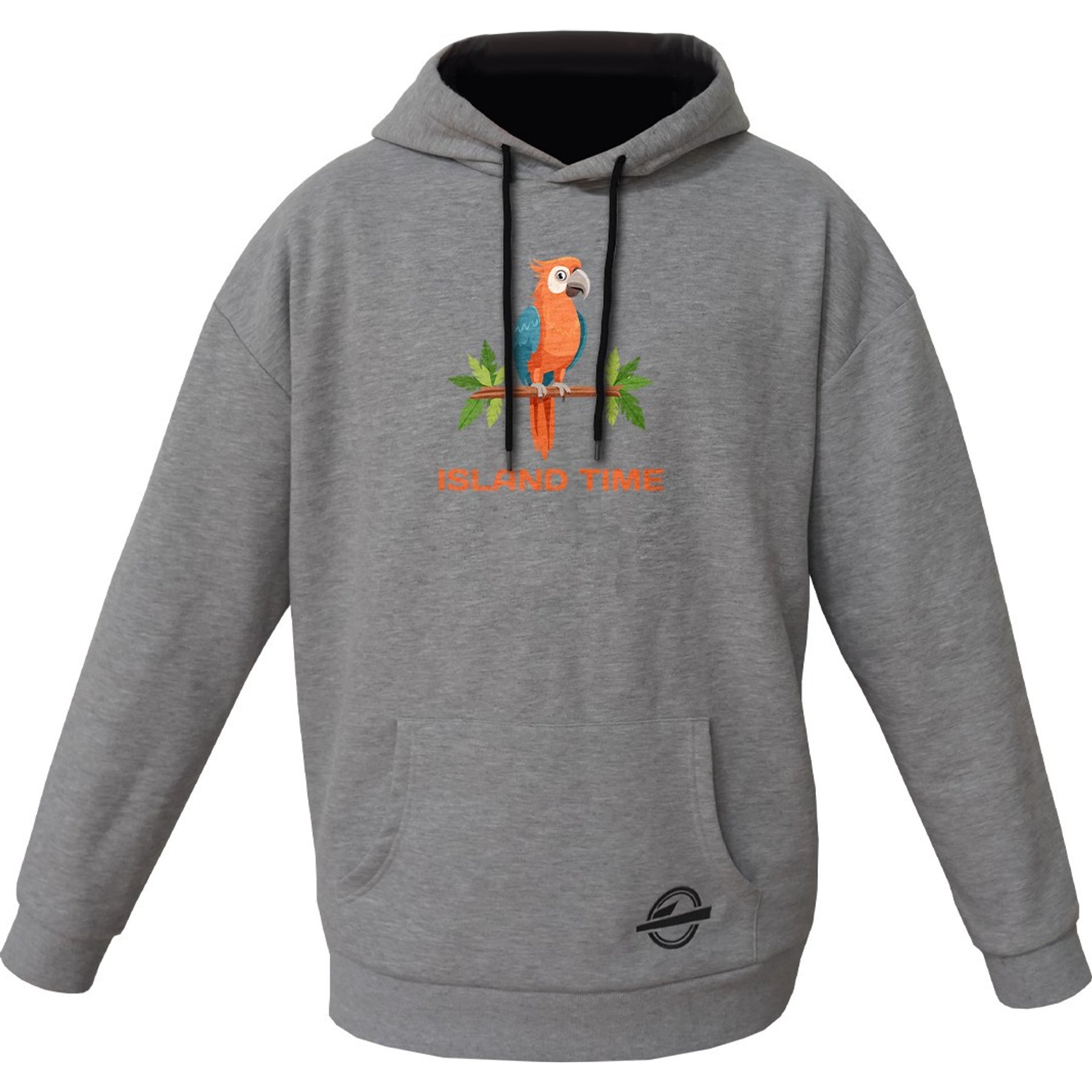 ISlide Island Time Parrot Hoodie, Grey, Medium