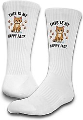 ISlide This is My Happy Face Socks, Great White, Large