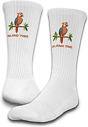 ISlide Island Time Parrot Socks, Great White, Large