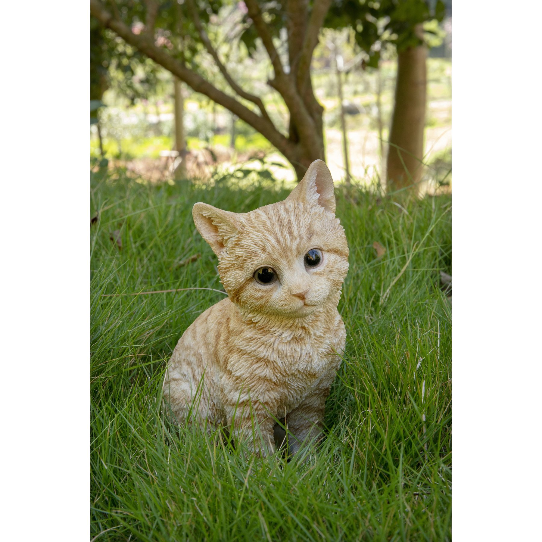 Hi-Line Gift Sitting Kitten Statue, 8-in, Orange & Cream