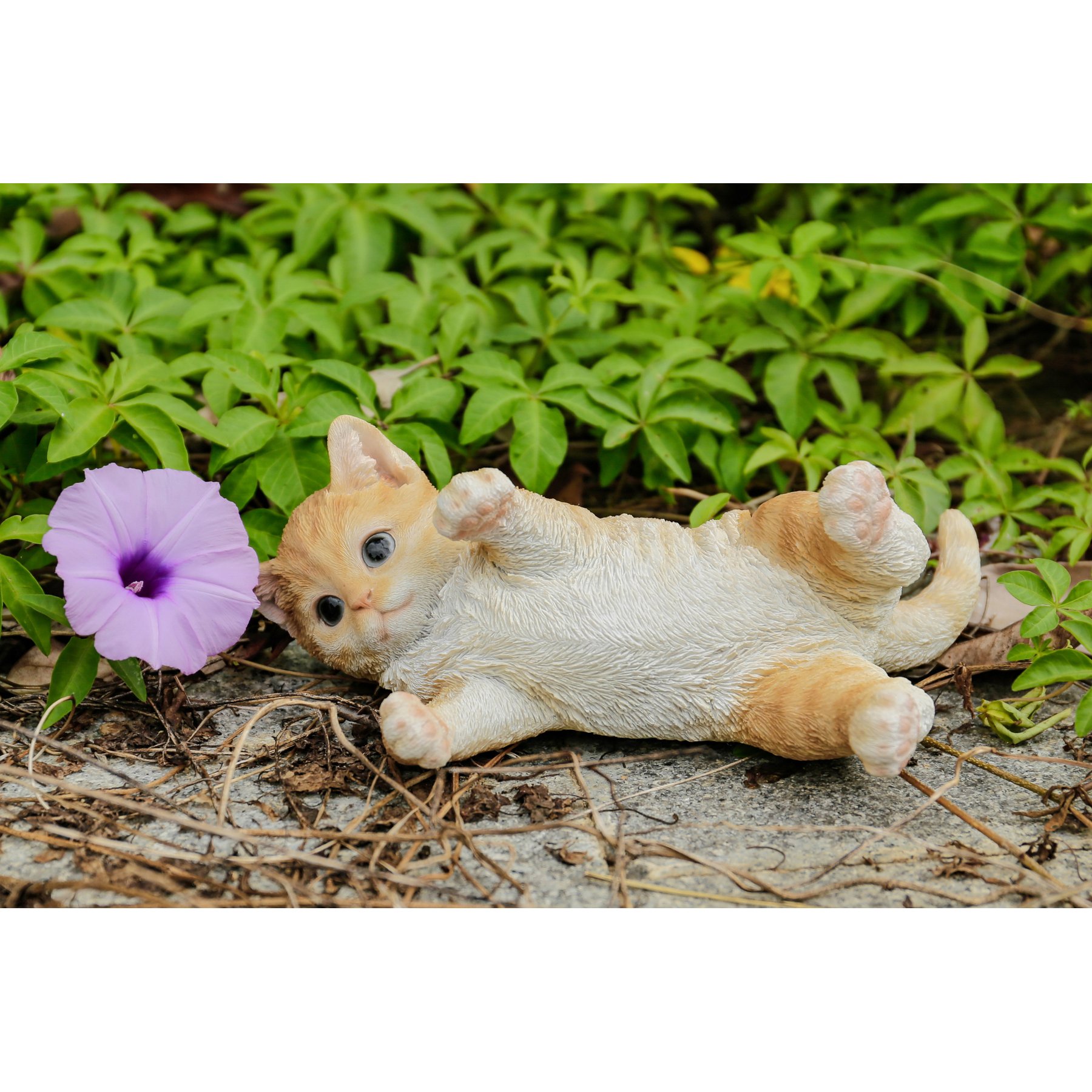Hi-Line Gift Laying Down Cat Statue, Orange & White, 3.15-in