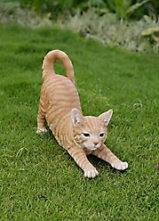 Hi-Line Gift Stretching Cat Statue, 9.37-in, Orange