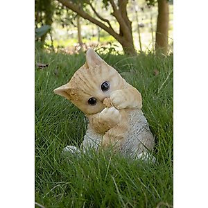 Hi-Line Gift Kitten Playing with Tail, Orange & White, 7-in