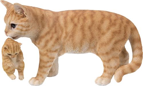 Show full view: Hi-Line Gift Mother Carrying Kitten Cat Statue, Orange, 10.25-in slide 3 of 8