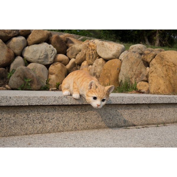 HI-LINE GIFT LTD. Orange Tabby Cat Streching Garden Statue 87757-O