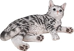 Hi-Line Gift American Shorthair Lying Down Cat Statue, Black & White, 8-in