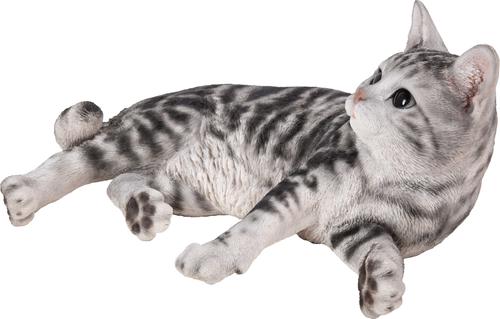 Show full view: Hi-Line Gift American Shorthair Lying Down Cat Statue, Black & White, 8-in slide 2 of 5