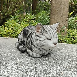 Hi-Line Gift Sleeping Cat Statue, Gray & White, 5-in slide 1 of 6