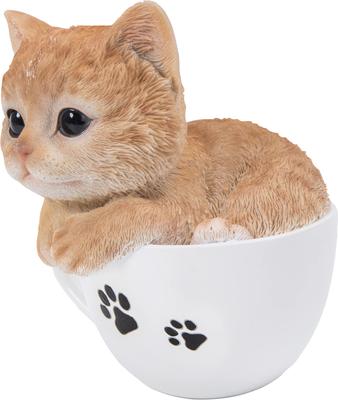 Show full view: Hi-Line Gift Teacup Kitten Statue, 5.75-in, Orange & White slide 3 of 7