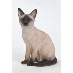 Hi-Line Gift Sitting Siamese Cat Statue, Black & Gray, 13.5-in