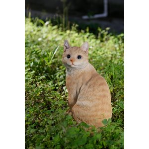 Hi-Line Gift Looking Back Cat Statue, 10.35-in, Orange & White
