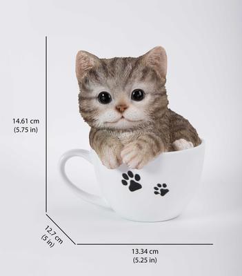 Show full view: Hi-Line Gift Teacup Kitten Statue, 5.75-in, Gray & White slide 8 of 8