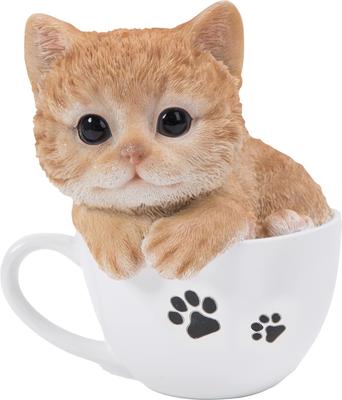 Show full view: Hi-Line Gift Teacup Kitten Statue, 5.75-in, Orange & White slide 2 of 7