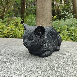 Hi-Line Gift Sleeping Cat Statue, Black, 5-in