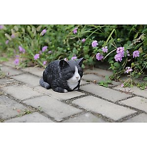 Hi-Line Gift Sleeping Cat Statue, Black & White, 5-in