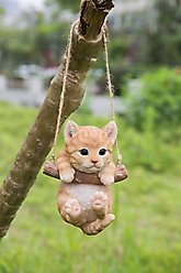 Hi-Line Gift Hanging Kitten Statue, 5.5-in, Orange & White