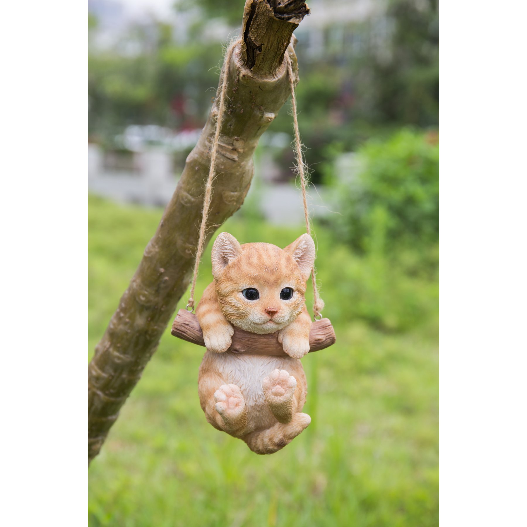 Hi-Line Gift Hanging Kitten Statue, 5.5-in, Orange & White