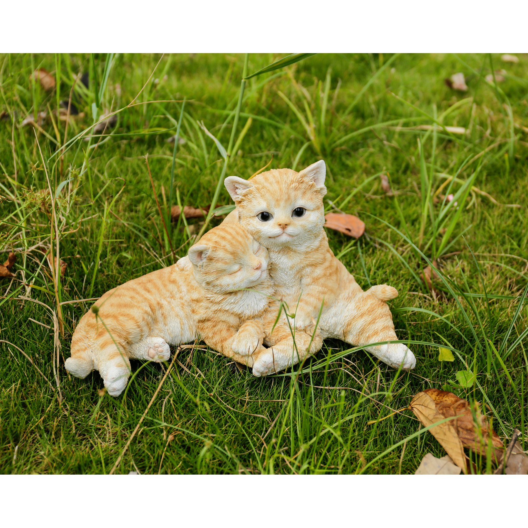 Hi-Line Gift Couple Cat Statue, Orange & White, 6.42-in