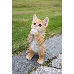Hi-Line Gift Playing Orange Tabby Kitten Statue, 9-in