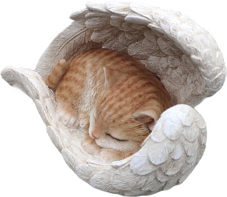 Show full view: Hi-Line Gift Memorial Orange Tabby Polyresin Angel Cat Statue, 4.8-in slide 5 of 8