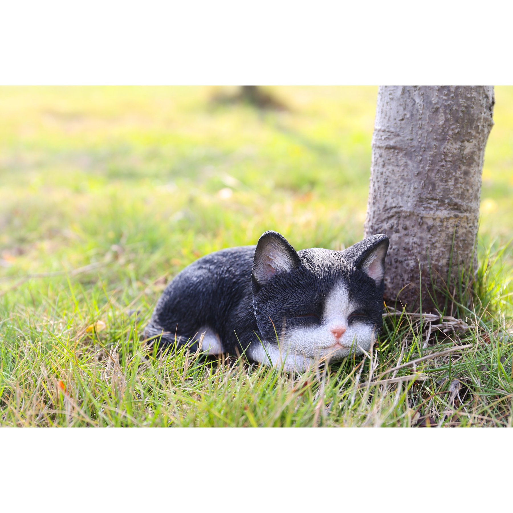 Hi-Line Gift Sleeping Kitten Statue, 3.15-in, Black & White