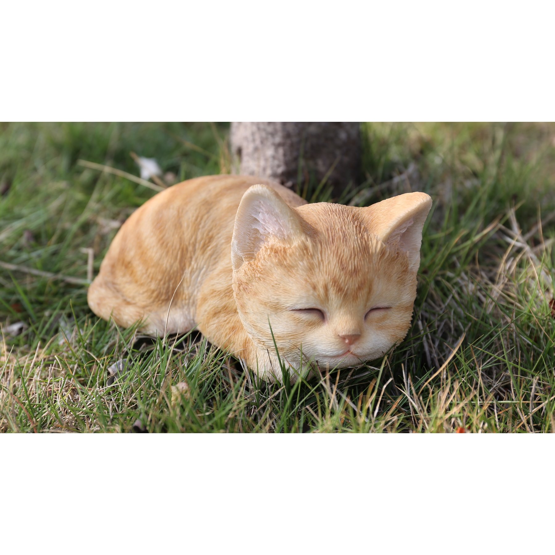 Hi-Line Gift Sleeping Kitten Statue, 3.15-in, Orange