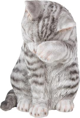 Show full view: Hi-Line Gift American Shorthair Tabby Washing Cat Statue, 10.25-in, Gray slide 2 of 7
