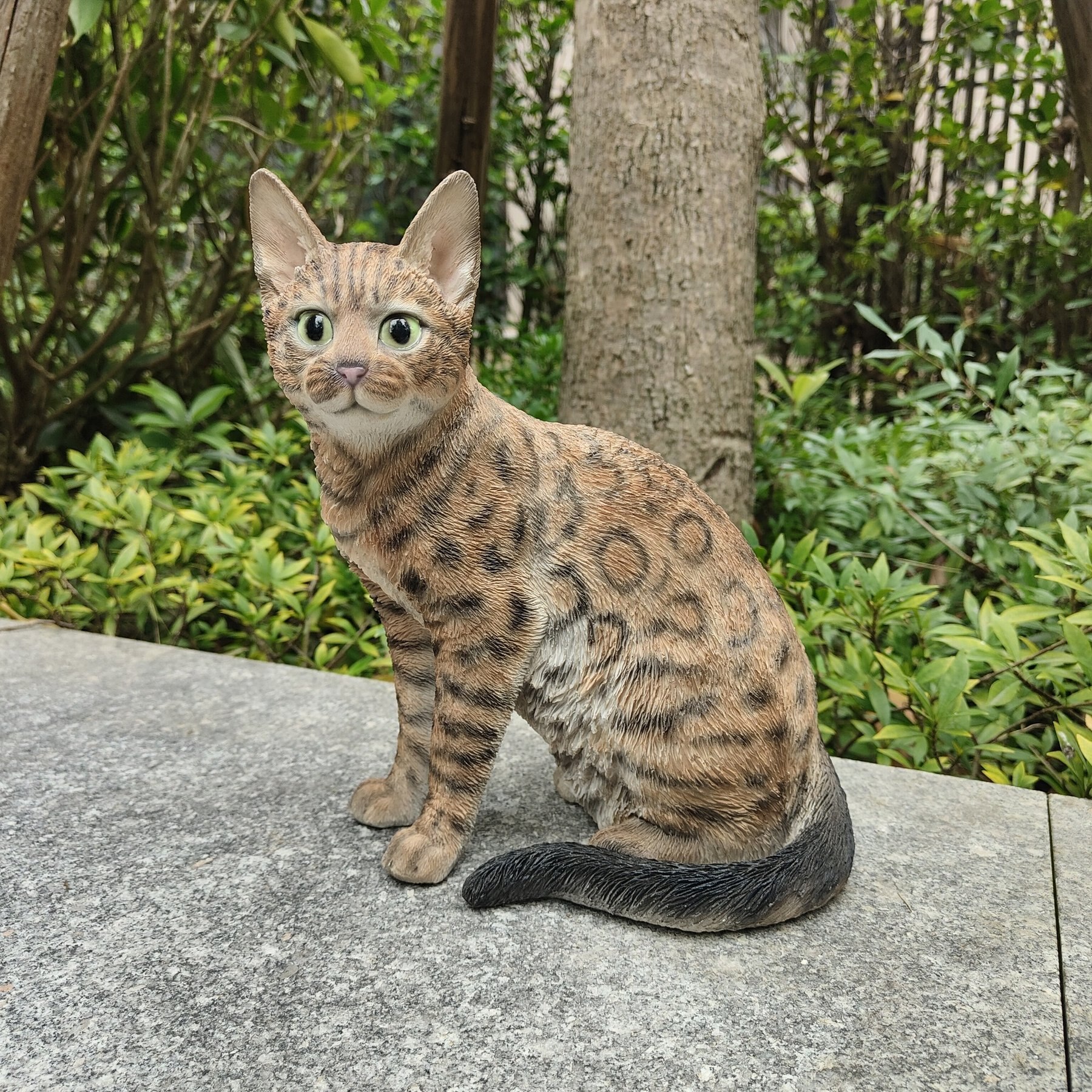 Hi-Line Gift Sitting Bengal Cat Statue, 9.45-in