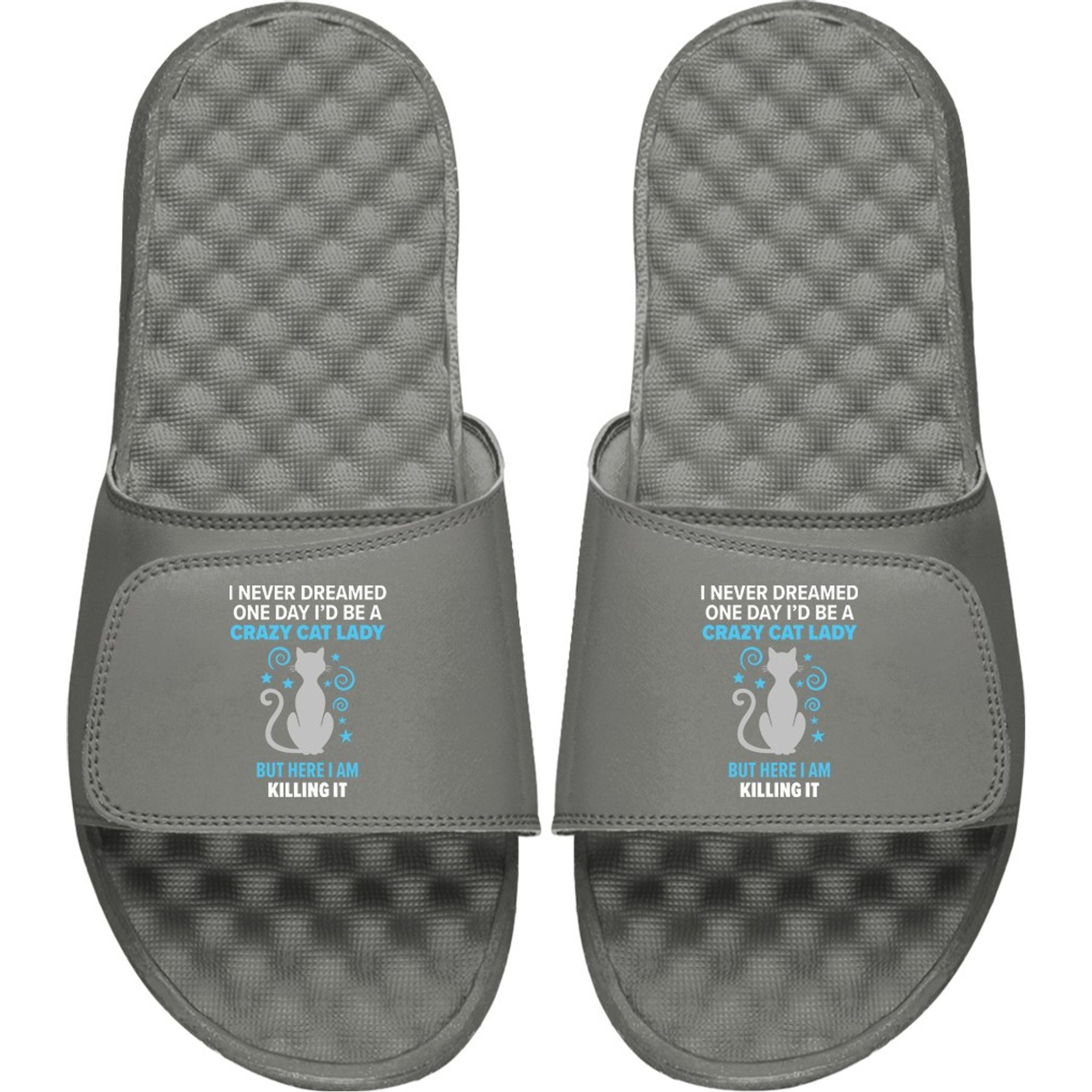 ISlide Crazy Cat Lady Slides, Grey, W10 / M9
