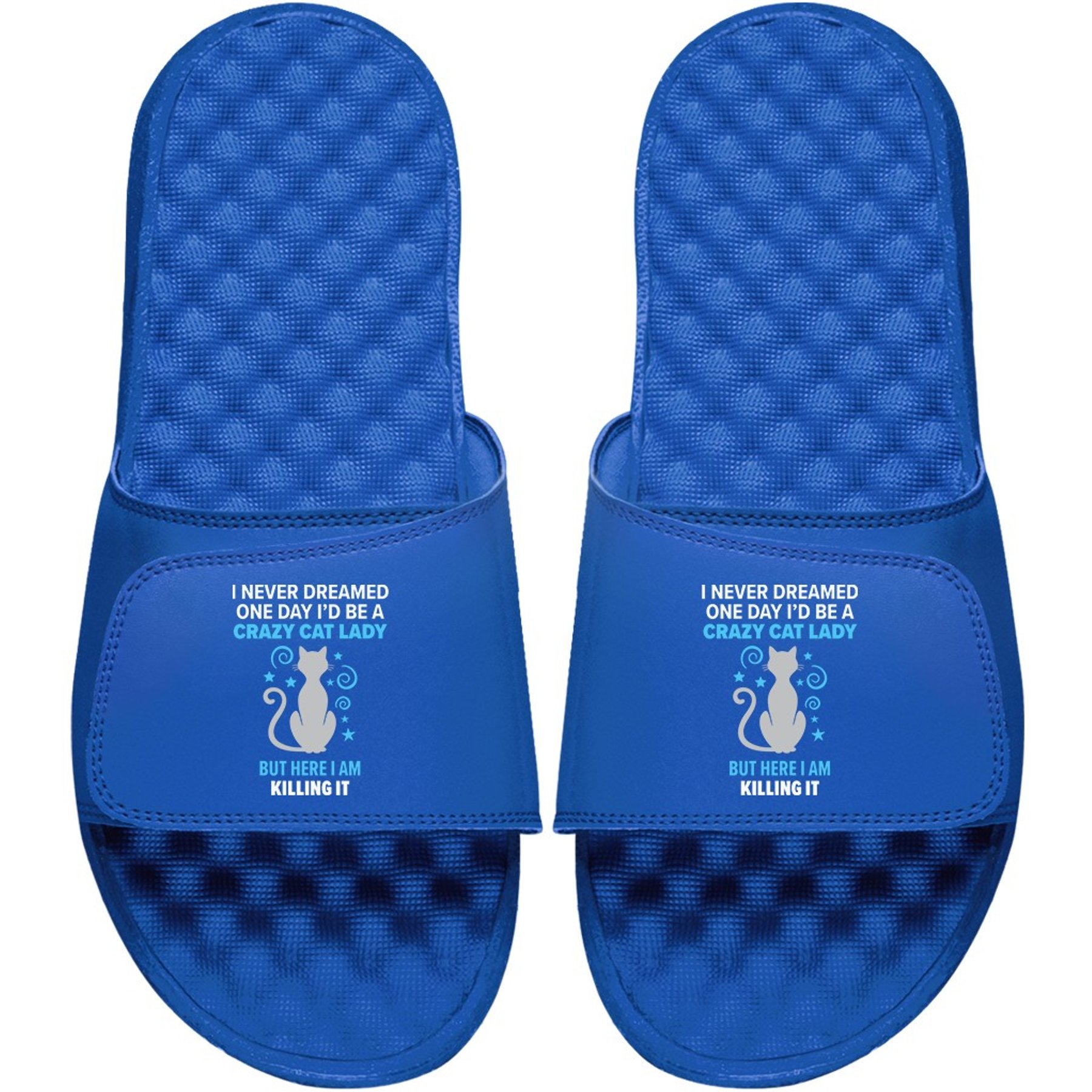 ISlide Crazy Cat Lady Slides, Royal Blue, W10 / M9
