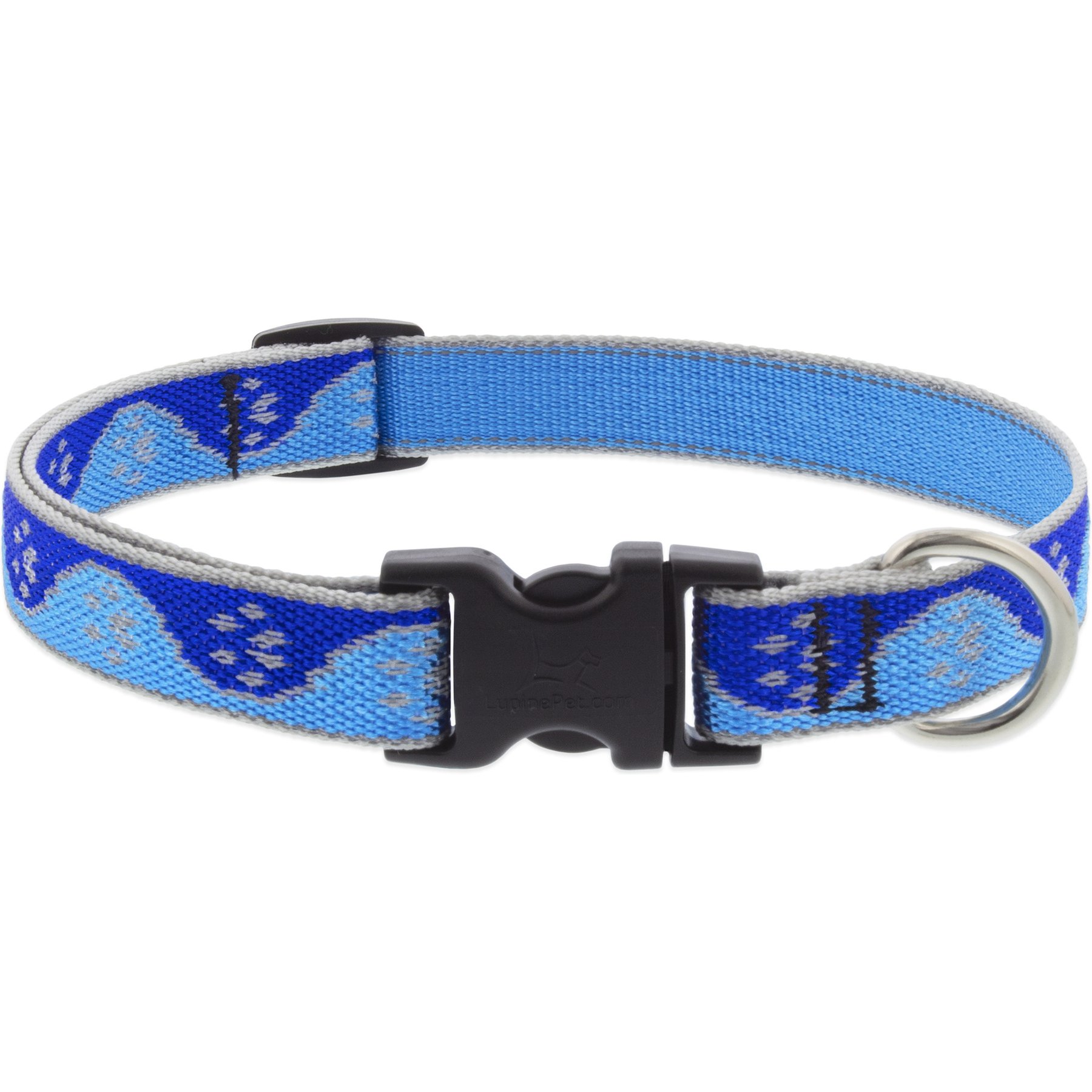 LupinePet Paws Nylon Reflective Dog Collar, Blue, Large: 15 to 25-in neck, 3/4-in wide