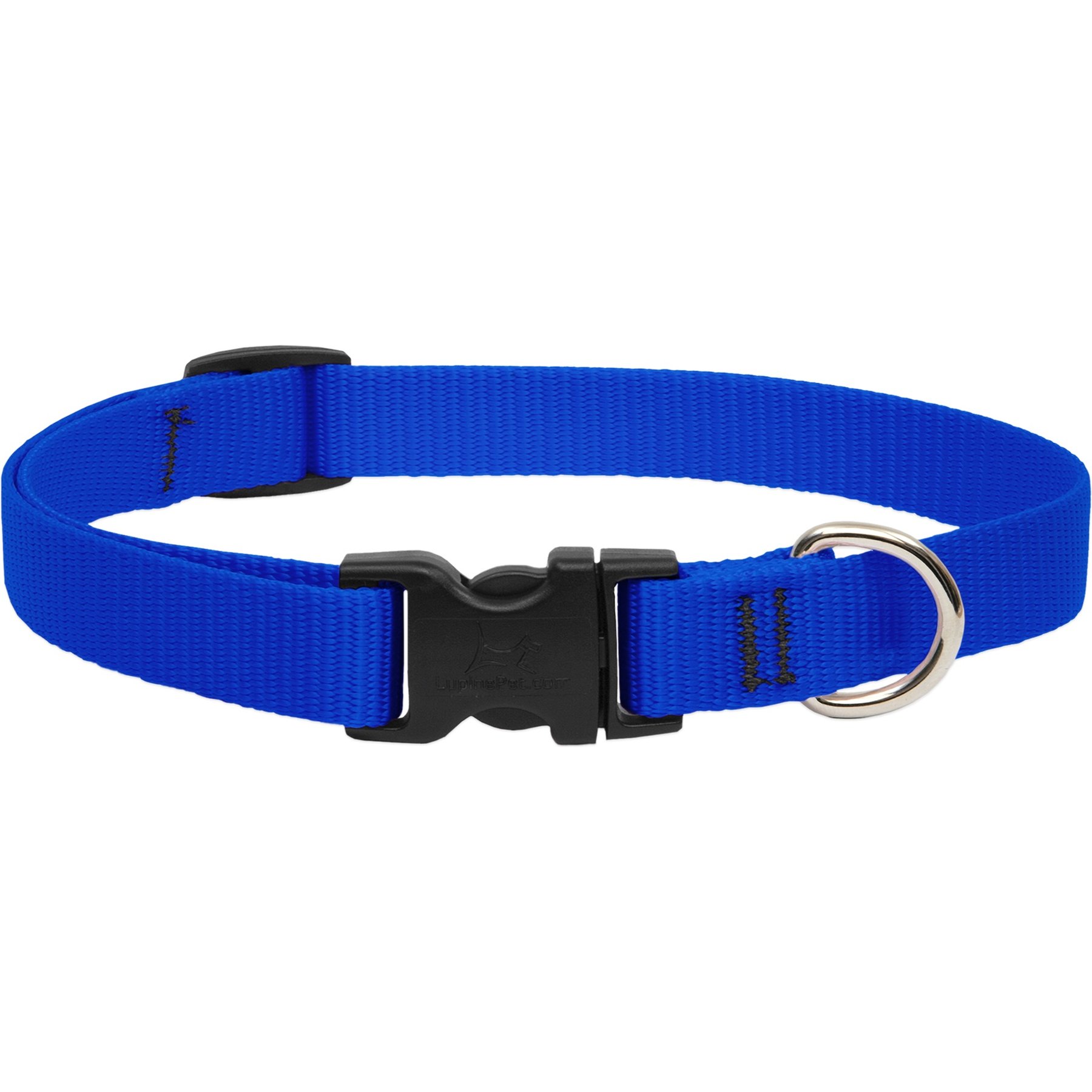 LupinePet Basic Solid Nylon Dog Collar, Blue, Medium: 13 to 22-in neck, 3/4-in wide