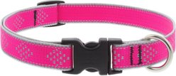 LupinePet Diamonds Nylon Reflective Dog Collar, Pink, Medium: 13 to 22-in neck, 3/4-in wide