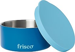 Frisco Double Insulated Non-skid Stainless Steel Dog Bowl With Lid, Blue, Medium: 4 cup