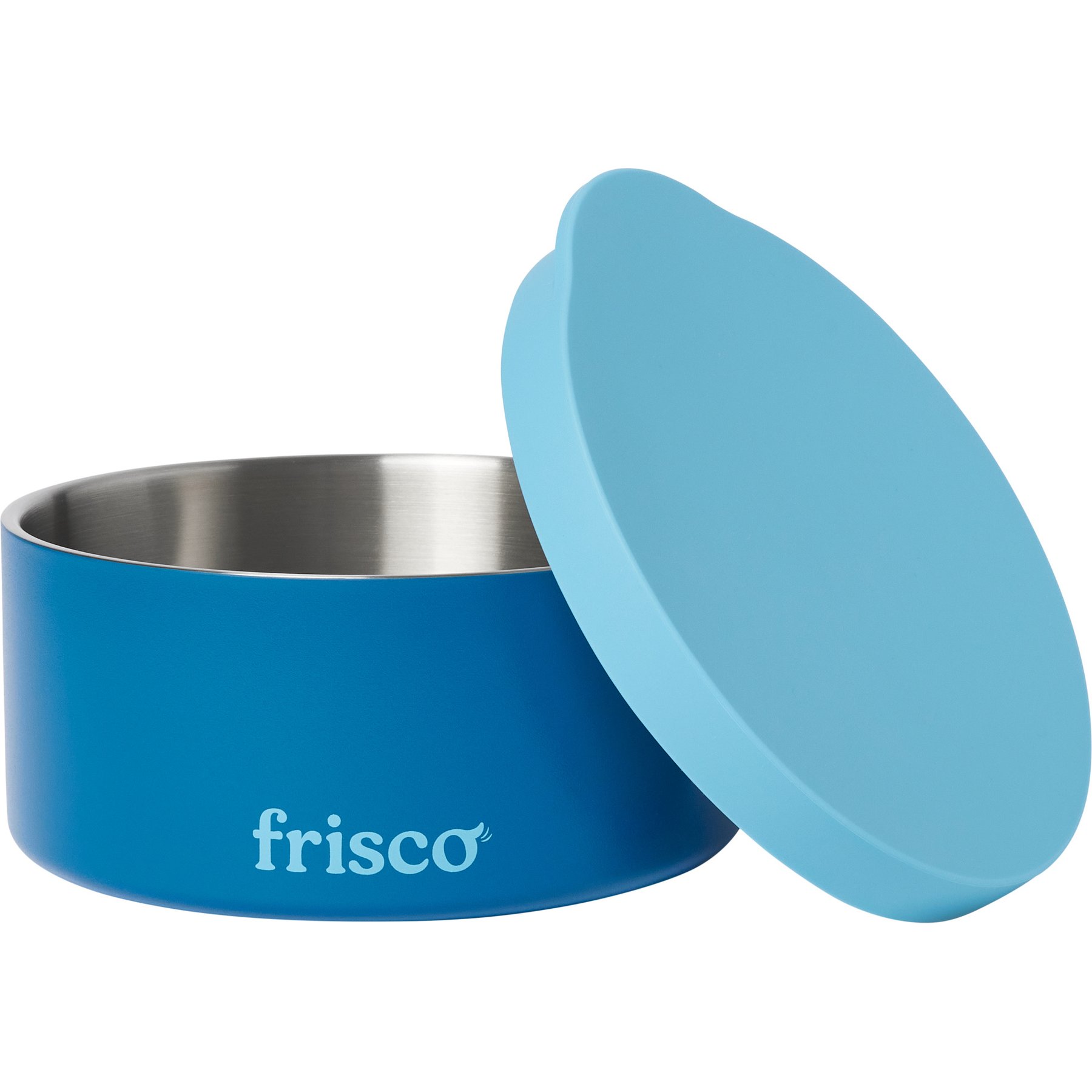 Frisco Frisco Double Insulated Non-skid Stainless Steel Dog Bowl With Lid, Blue, Medium: 4 cup