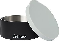 Frisco Double Insulated Non-skid Stainless Steel Dog Bowl With Lid, Black, Medium: 4 cup