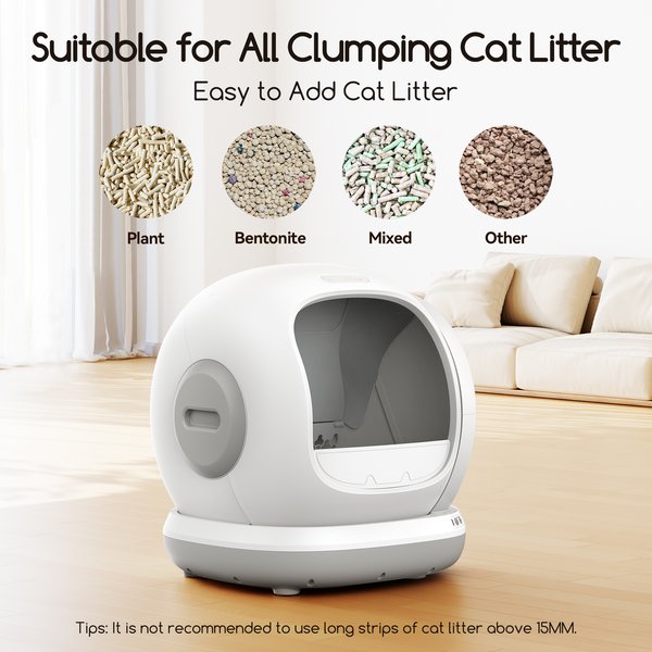 Meowant Smart WiFi Enabled Automatic Self-Cleaning Cat Litter Box, Grey