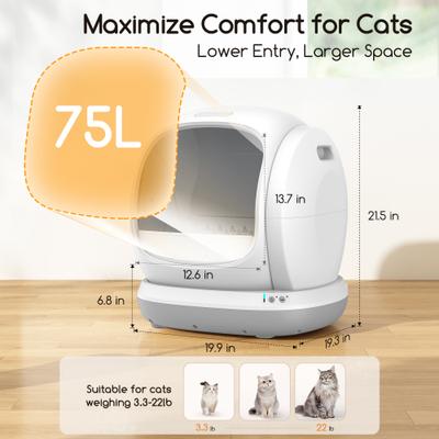 Show full view: Meowant Smart WiFi Enabled Automatic Self-Cleaning Cat Litter Box, Grey slide 6 of 7