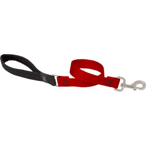 LupinePet Basic Solid Padded Handle Dog Leash, Red, Short: 2-ft long, 1-in wide