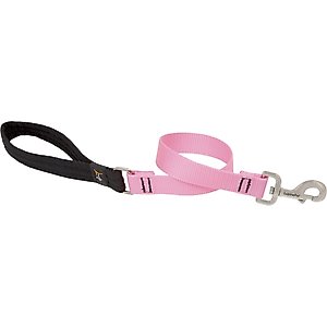 LupinePet Basic Solid Padded Handle Dog Leash, Pink, Short: 2-ft long, 1-in wide