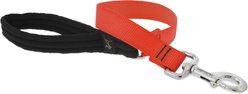 LupinePet Basic Solid Padded Handle Dog Leash, Blaze Orange, Short: 2-ft long, 1-in wide