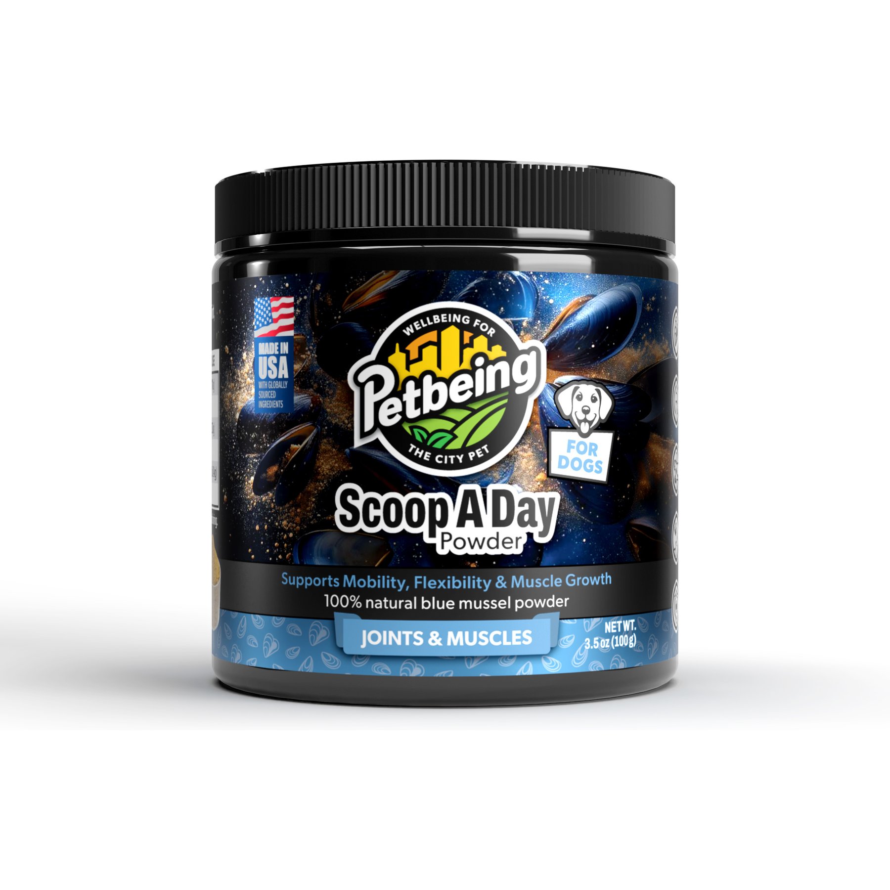 PetBeing Scoop-A-Day Mobility, Muscle & Joint Support Powder Supplement for Dogs, 3.5-oz bottle